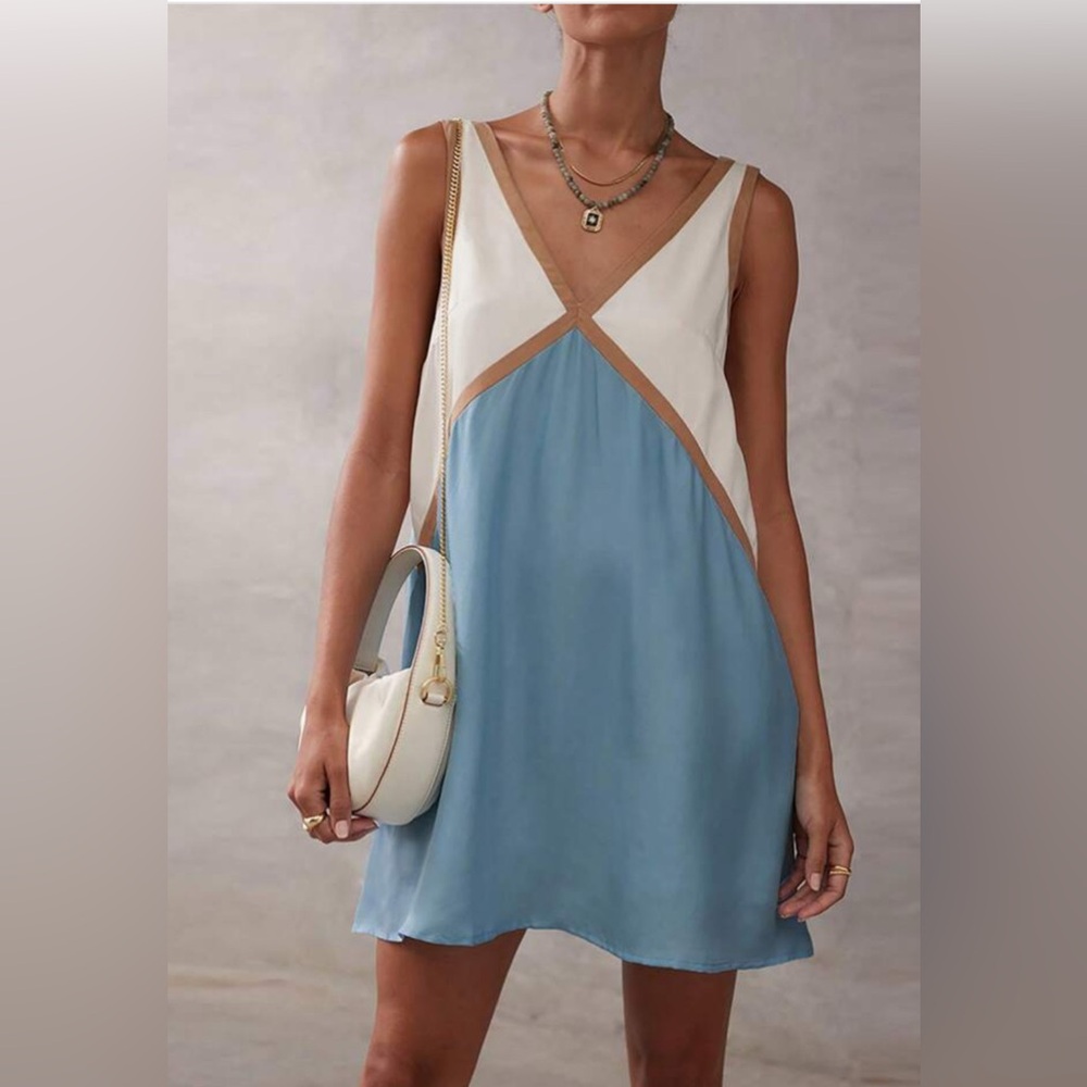 Elegant Blue and White Dress